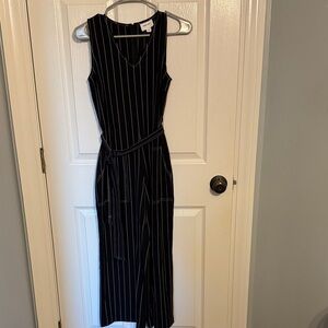 Nine West Black and White Striped Midi Dress